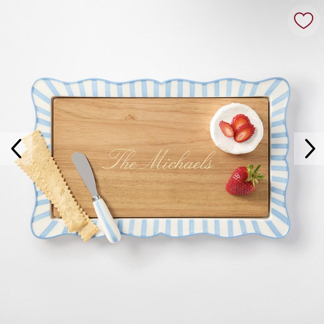 Striped Ceramic Cheese Board Set