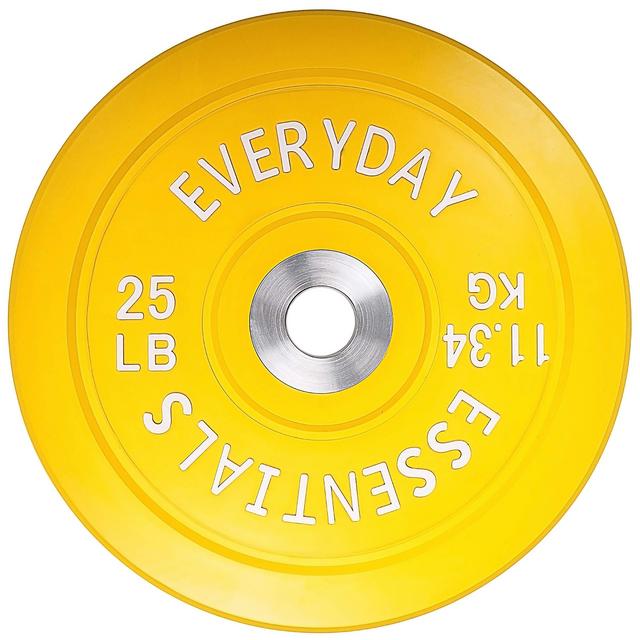 Everyday Essentials Color Coded Olympic Bumper Plate Weight Plate with Steel Hub, Singles or Sets