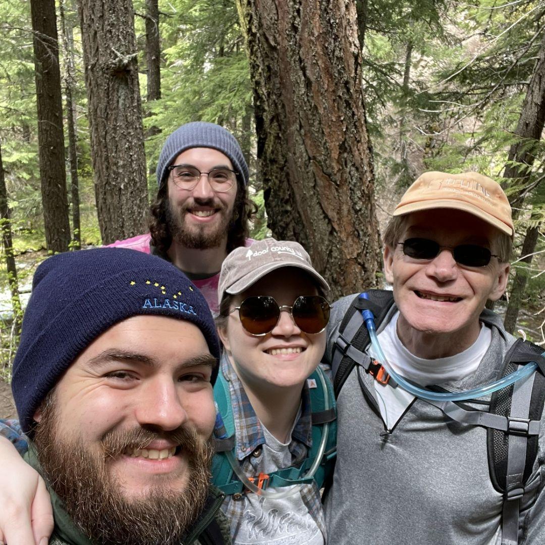 Hiking with Sam and Alexis's dad in Oregon.