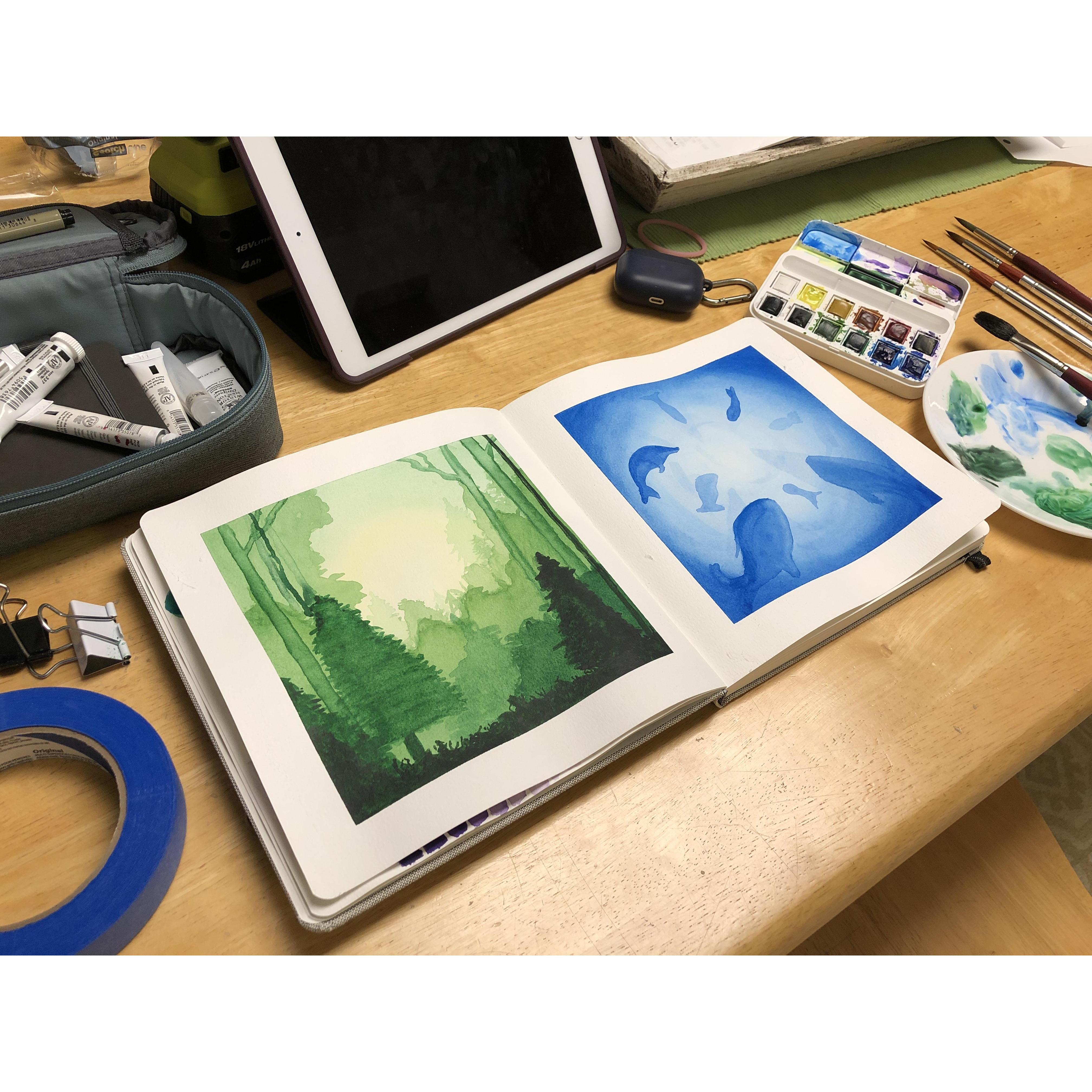 I've been using YouTube on my iPad to follow along with some monochromatic tutorials.