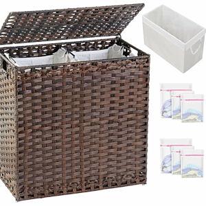 SETVSON Laundry Hamper with Lid Wicker Laundry Basket 112 L (29.6 Gal) (Brown)