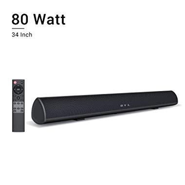 80Watt 34Inch Sound bar, BYL 2.0 Channel Soundbar Wireless and Wired Home Theater Speakers with Learning Function for TV (Worry-Free 90-Day Trial,2019 Upgraded)