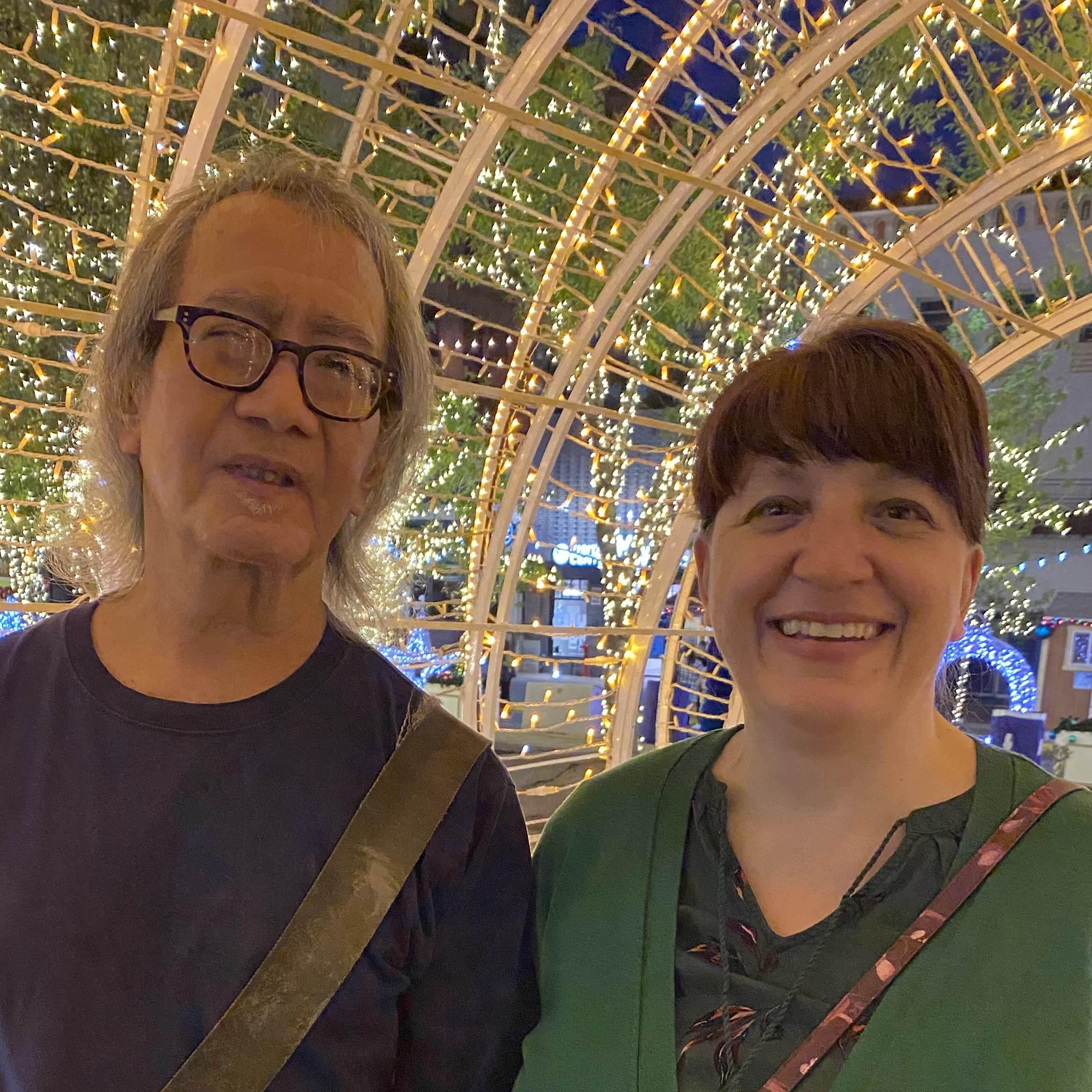 Enjoying Christmas lights at San Jacinto Plaza in El Paso