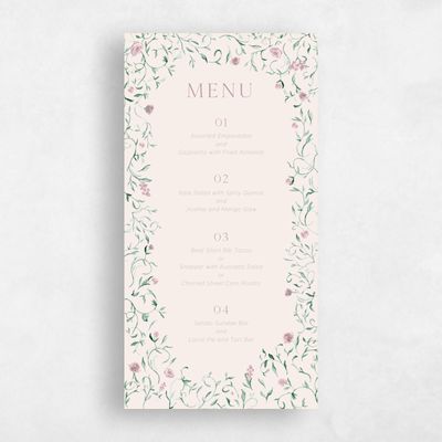 Dusty Rose, Pink Wedding Menu - Mirto
