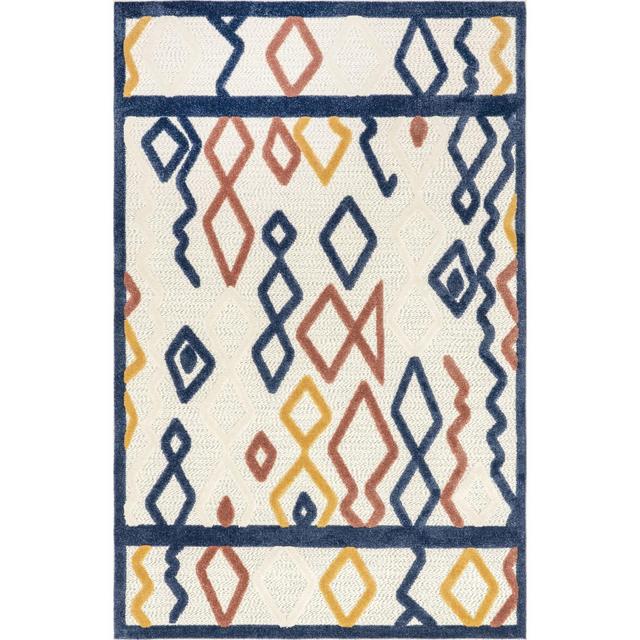 Nuloom Aiko Moroccan 5x8 Indoor/Outdoor Area Rug for Living Room Patio Deck Front Porch Kitchen, Blue/Ivory