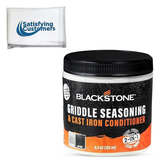 Blackstone 2-IN-1 Griddle & Cast Iron Seasoning Conditioner 6.5 OZ– Effective Seasoning Rub Formula – Food Safe – Easy to Use Cleaner & Conditioner – with Satisfying Customers Travel Tissue (1Pack)