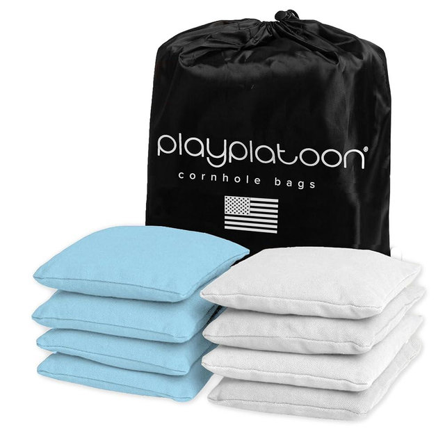 Play Platoon Premium Weather Resistant Duckcloth Cornhole Bags - Set of 8 Bean Bags for Corn Hole Game - Regulation Size & Weight