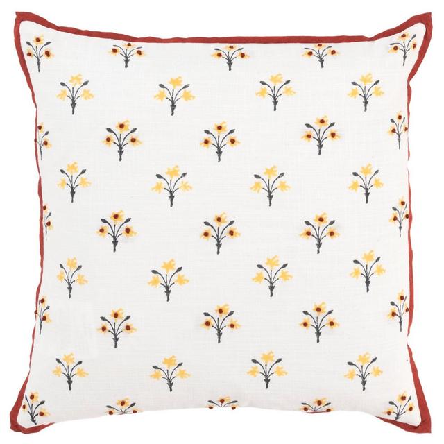 20"x20" Oversize Vintage Square Throw Pillow White/Rust - Rizzy Home