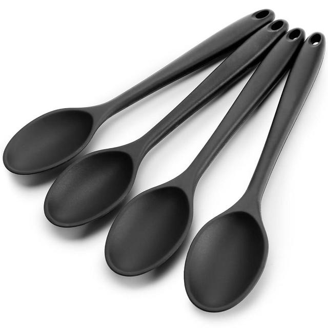 HAKSEN 4PCS Large Silicone Spoons, Nonstick Heat Resistant Spoons Kitchen Cooking Spoon for Mixing Cooking Baking Stirring