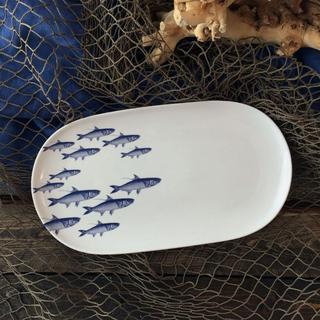 School of Fish Blue Oval Platter