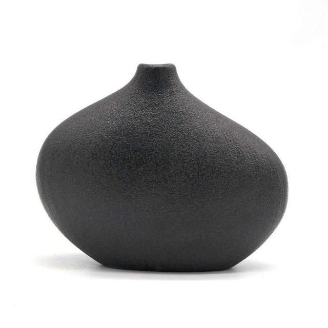 NEWQZ Decorative Vase, Small Black Ceramic Vase for Tabletop Decor, Stoneware for Floral Flower,4.7"H