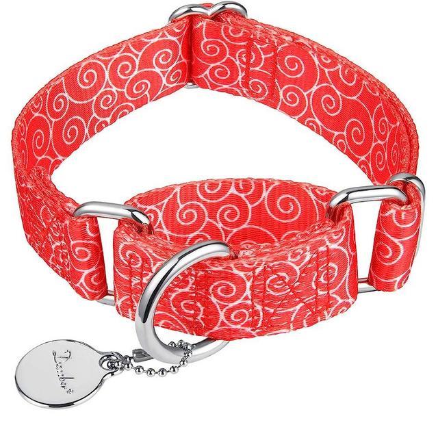 Dazzber Martingale Collars for Dogs, No Pull Anti-Escape Pet Collar, Heavy Duty for Medium and Large Dogs, Adjustable 17 Inch to 25 Inch, Red, Auspicious Cloud
