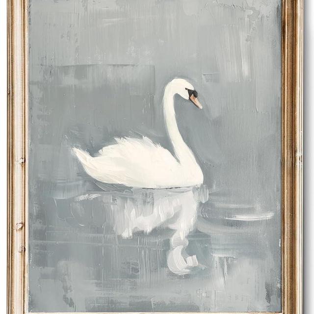 RETRART Vintage Swan Wall Art - Swan Vintage Canvas Art Prints for Wall Decor, Swan Painting white swan, Elegant Animal Oil Painting Decor for Living Room Bedroom Kitchen - 12" x 16" - UNFRAMED