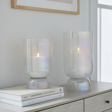 Iridescent Pedestal Glass Hurricanes