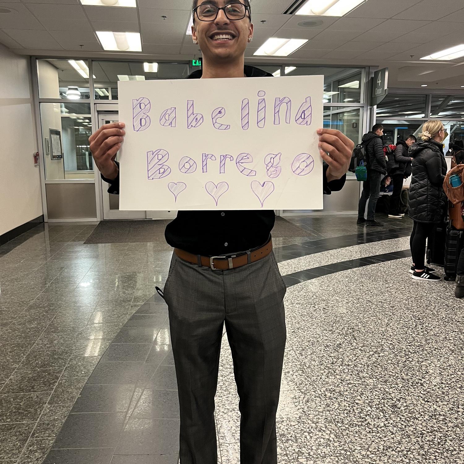 Jaryn picking me up at the airport in January 2023 when I moved to Alaska