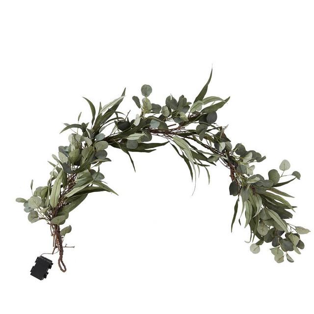 Pre-Lit Eucalyptus & Olive Garland, Green
