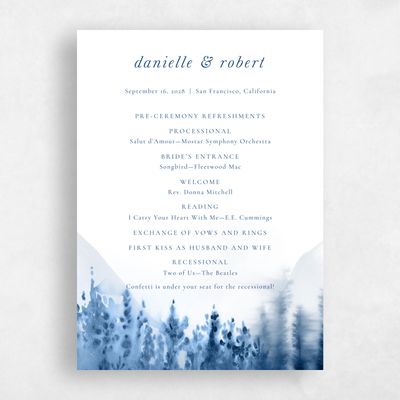 Dark Blue Wedding Program - Grove