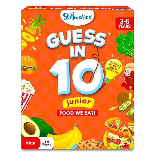 Skillmatics Guess in 10 Junior Food We Eat for Kids, Boys, Girls, and Families Who Love Card Games, Board Games and Educational Toys, Travel Friendly, Gifts for Ages 3, 4, 5, 6