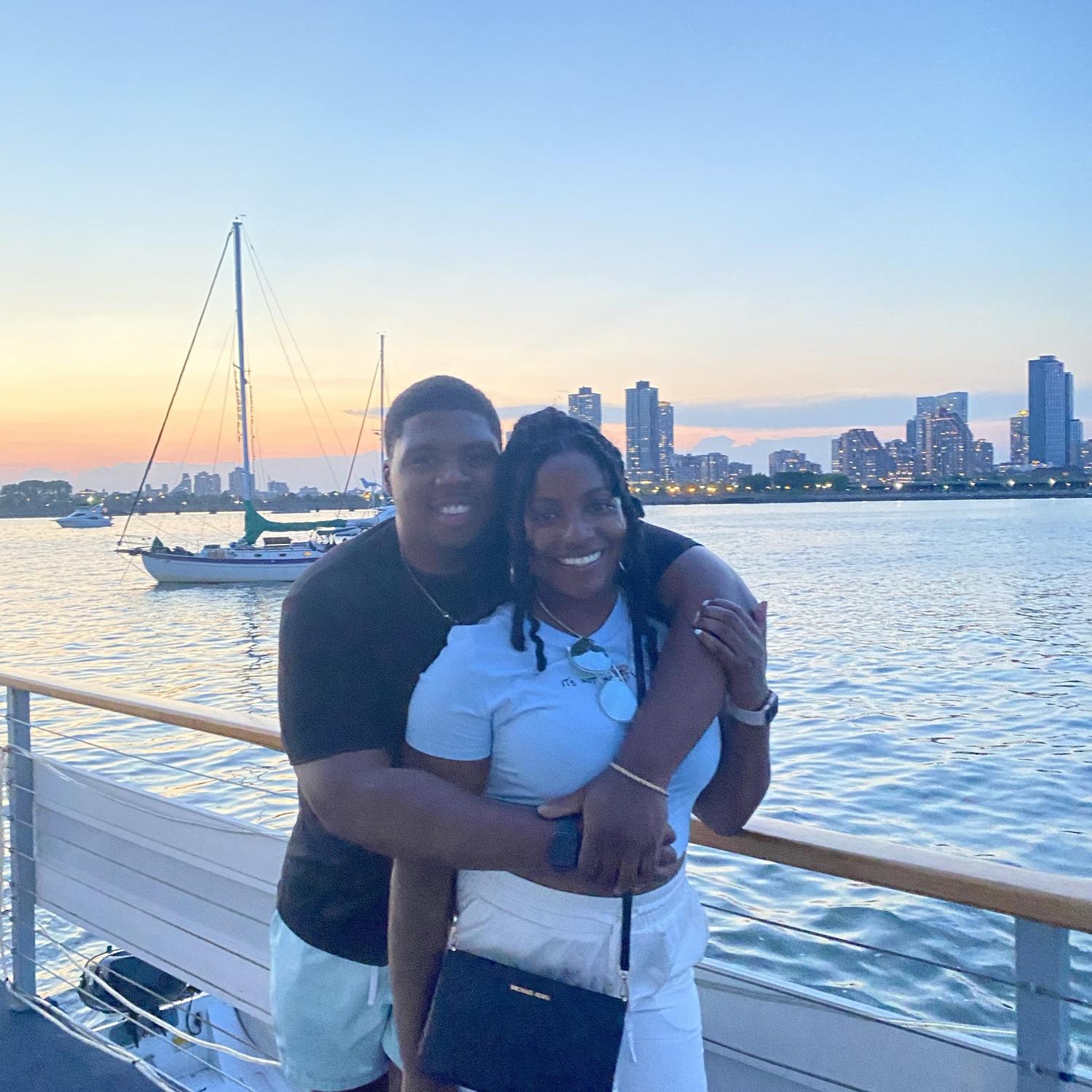 Alex and Daysjia love spending summer nights in Jersey City watching the sunset on the NYC skyline. Although Alex isn't a huge fan of boats he makes an exception for her.