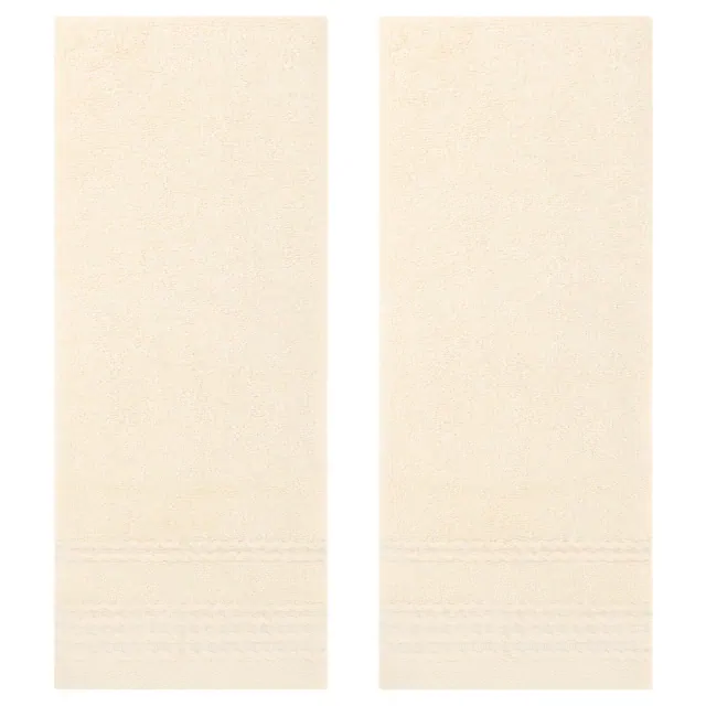 REGALWOVEN Striped Comfortable Quick Drying Non-Linting Hand Towel Beige 2 Pcs