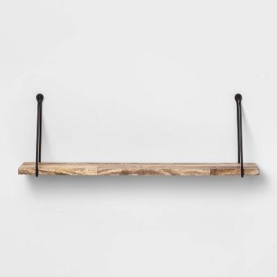 Wood Wall Shelf with Hanging Wire Natural/Black - Threshold™