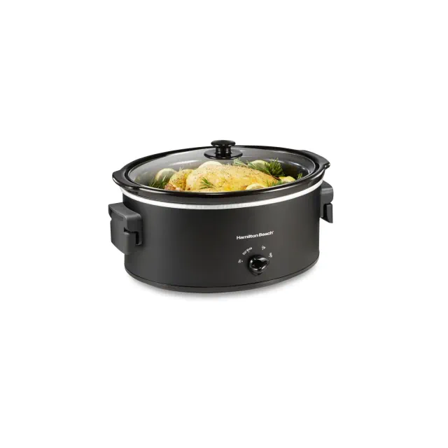 Hamilton Beach 6qt Slow Cooker with Folding Handles Matte Black 33664