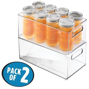 mDesign Refrigerator, Freezer, Pantry Cabinet Organizer Bins for Kitchen - 8&quot; x 6&quot; x 14.5&quot;, Pack of 2, Clear