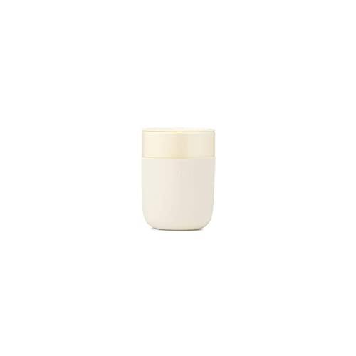 W&P Porter Ceramic Mug w/ Protective Silicone Sleeve, Cream 12 Ounces | On-the-Go | Reusable Cup for Coffee or Tea | Portable | Dishwasher Safe
