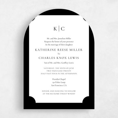 Black Arch Wedding Invitation - Blake Frame