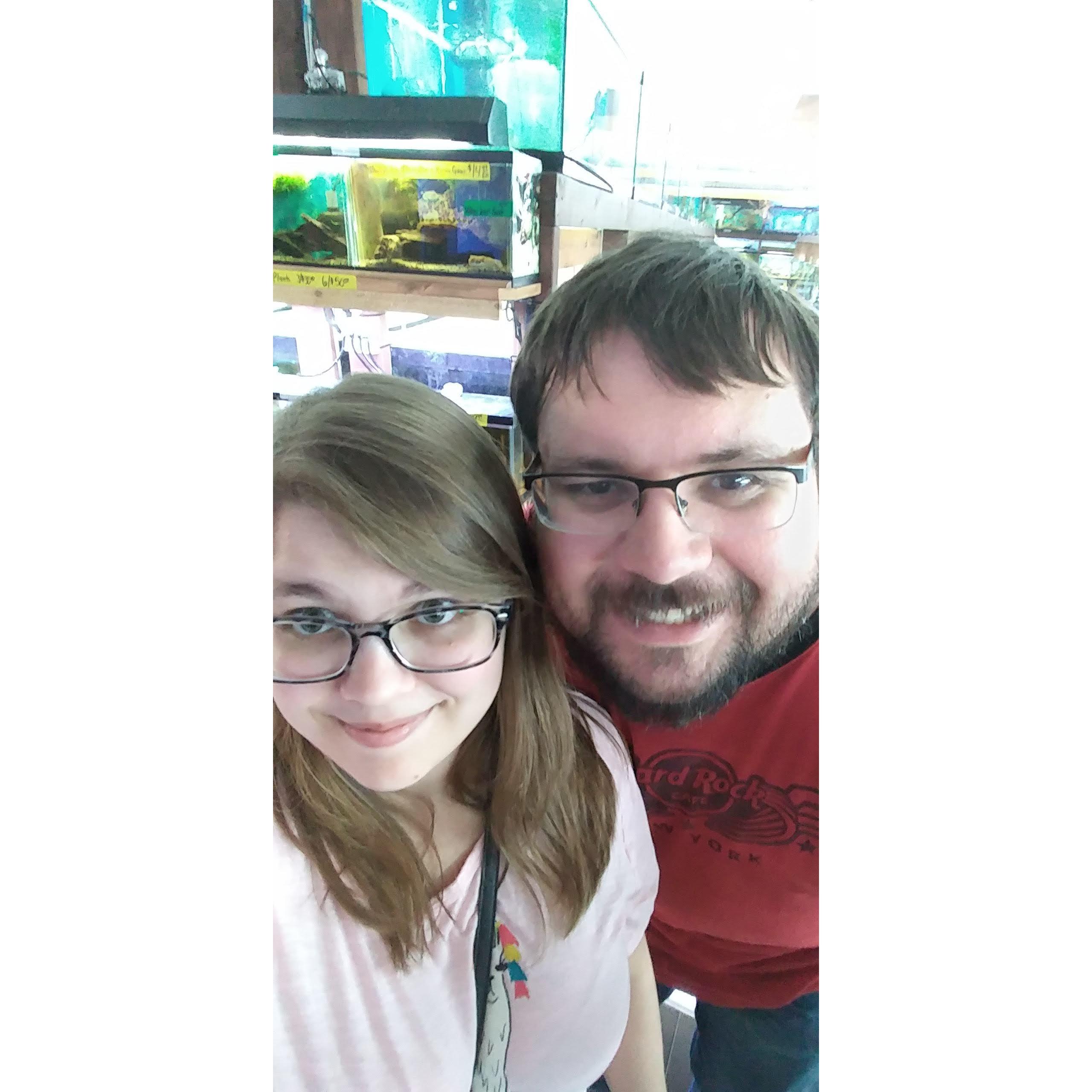 Our second anniversary! We went to the fish store :) 2018