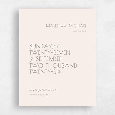 Linen, Beige Wedding Save the Date - Fountaine Portrait