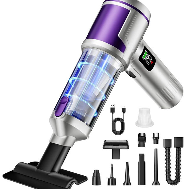 Kdewere Handheld Car Vacuum Portable Cordless, Hand held Vacuum Cleaner & 22000 Pa High-Power Suction Air Duster for Car Cleaning, Home, Office, Pet Hair | Multi-Nozzle, Washable Filter, LED Light