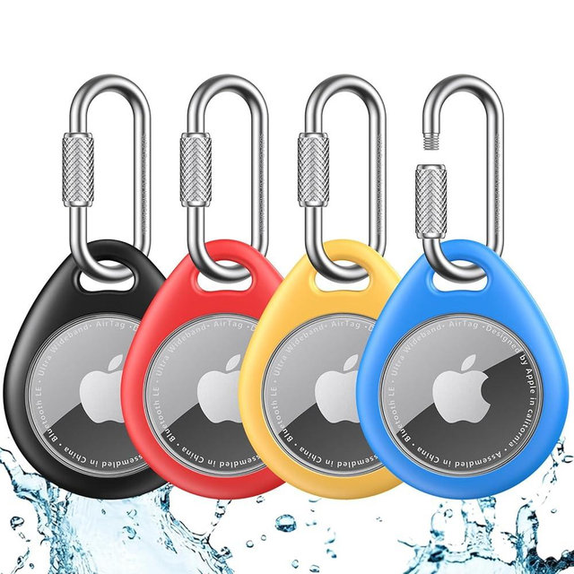 UNBREAKcable AirTag Holder for Apple - 4 Pack Air Tag Case [Professional Carabiner] [Waterproof] [Shockproof] TPU AirTag Keychain for Kids, Pets, Keys, Luggage, Backpacks