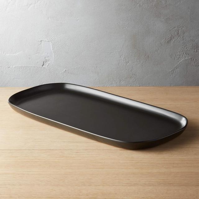 Crisp Rectangular Matte Black Serving Platter