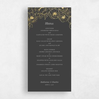 Black Fall Wedding Menu - Rooftop Foil
