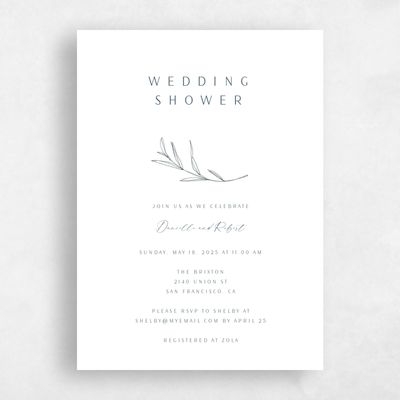 White Greenery Wedding Wedding Shower Invitation - Avila Classic