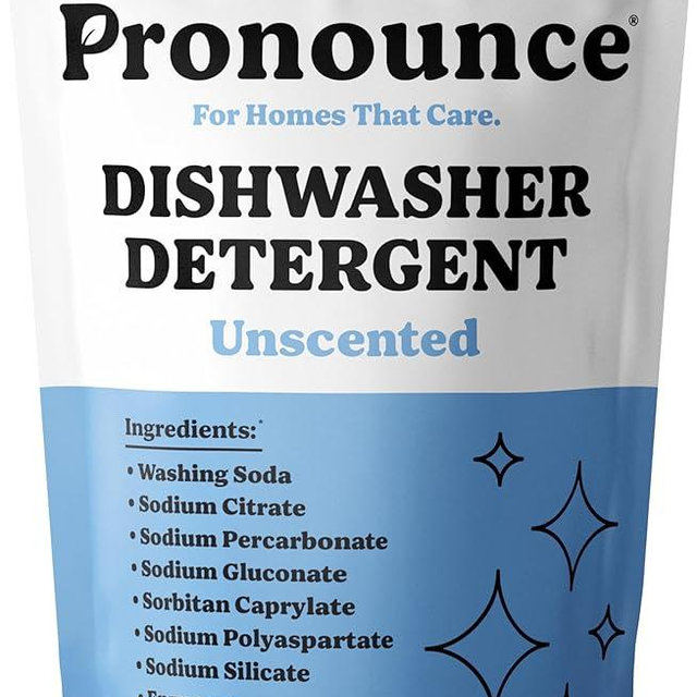 Pronounce Dishwasher Detergent - Cleaner Ingredients, Fragrance Free - Ultra Concentrated Dish Soap, Cuts Grease and Grime, Dishwasher Pods Alternative (Residue-Free). (80 Loads, Unscented)
