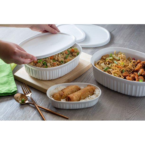 CorningWare French White Round & Oval Baking Casserole Set, 8 Piece
