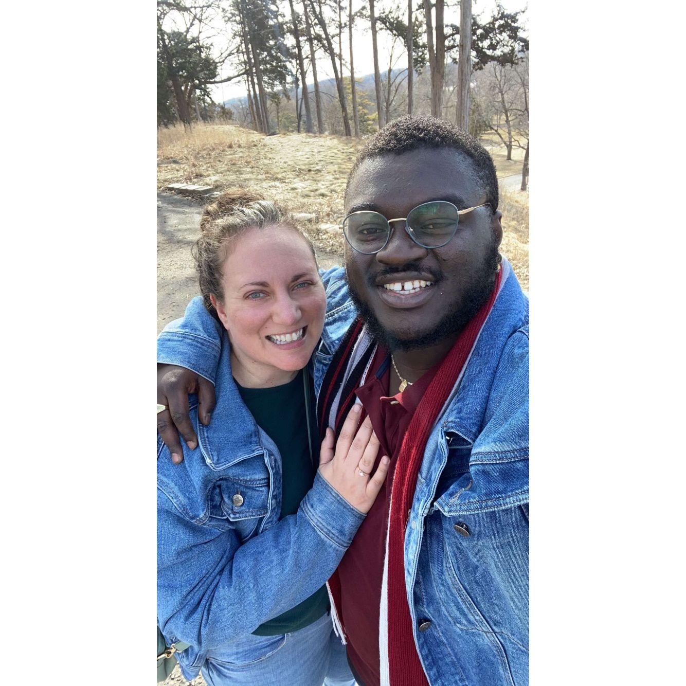 Pictures from the day we got engaged! Gildas took us to places that were special to us (Gustavus, the restaurant from our first date) and we ended at Sibley Park in Mankato.