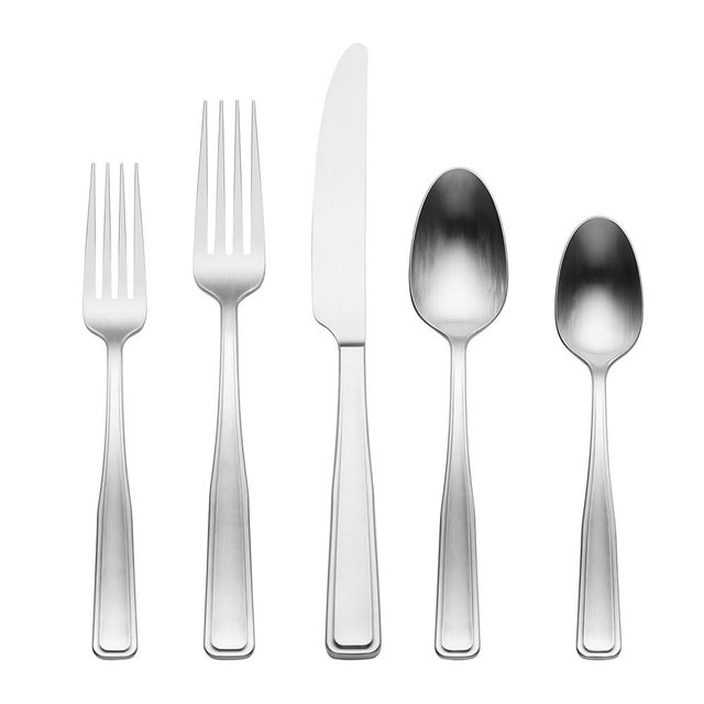 Oneida Reid Piece Flatware Set, 20 Count, Satin Black