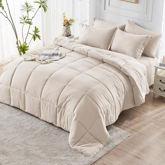 JOLLYVOGUE King Size Comforter Set, Ultra-Soft King Comforter Set, King Size Comforter Set 7 Pieces, Goose Down Alternative, Oeko-TEX Certified, Sheets & Pillowcases