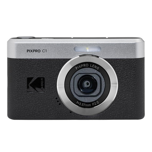 Kodak PIXPRO C1 Friendly Zoom Digital Camera - 13MP Compact Point and Shoot with 2.8” 180° Tilt LCD Flip Screen, Retro Vintage Design with 4X Zoom and 1080P Full HD Video for Travel, Vlogging, Black