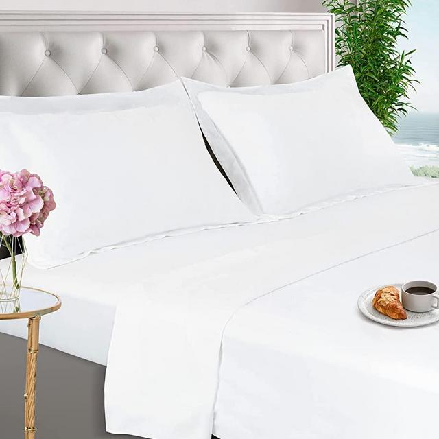 BELLE TERRE Bamboo Fibre Sheets Queen Size - Organic and Super Soft Sheets for Queen Bed Set with Top and Fitted Sheet, 2 Pillowcases, and Sleeping Mask - Cooling Bed Sheets Queen for Hot Sleepers
