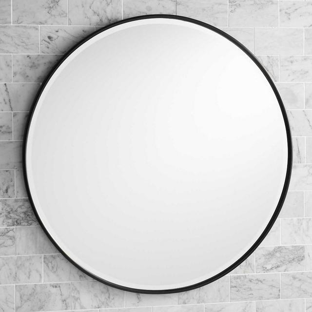 Vintage Round Mirror, Extra Large, Antique Bronze