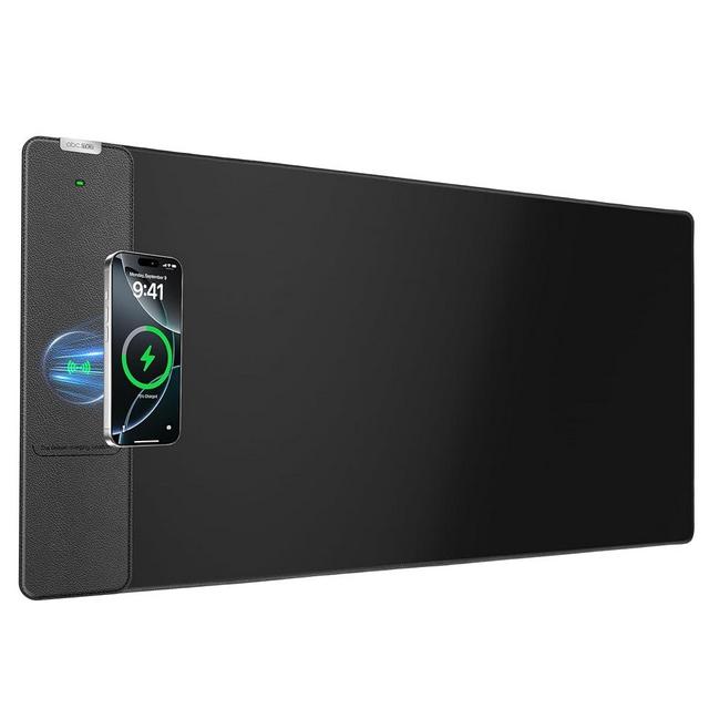 Wireless Charging Mouse Pad, Gaming Mouse Pad, 31.5"x15.8" Large Desk Mat for Laptop/Keyboard, Waterproof Smooth Surface, Non-Slip Base, Black