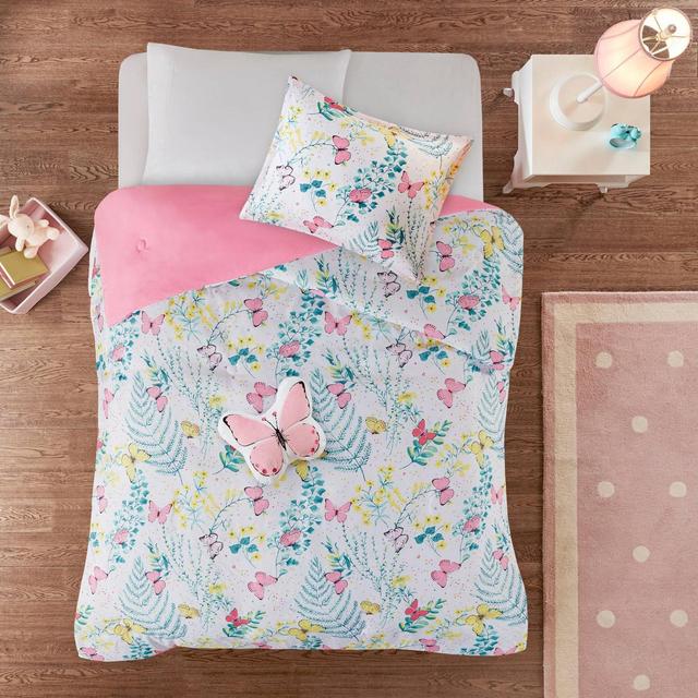 Twin Amelia Printed Butterfly Comforter Set Pink