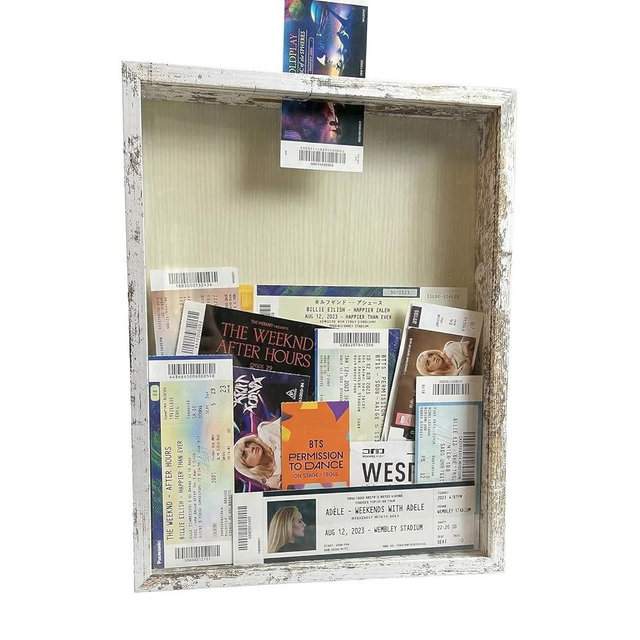 Ticket Shadow Box 11×14 White Top Loading Display Case Frame with Top Slot, Perfect for Movie Travel Concert Sporting Events Ticket Stubs Beer Caps and Memory Keepsakes Box