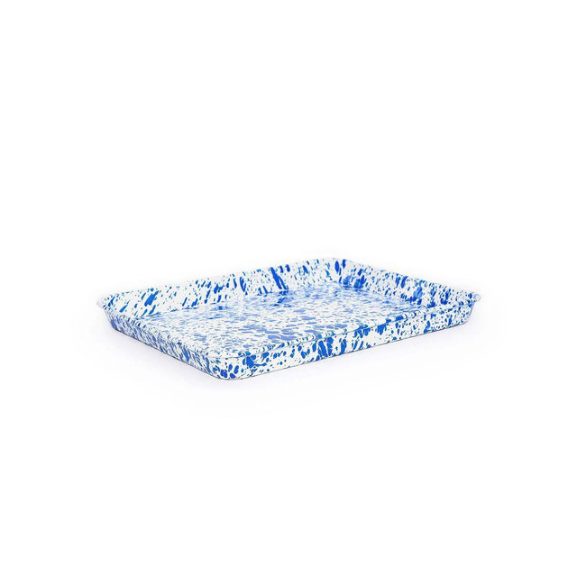 Marble/Splatter 11"x9" Rectangular Tray, Blue Splatter