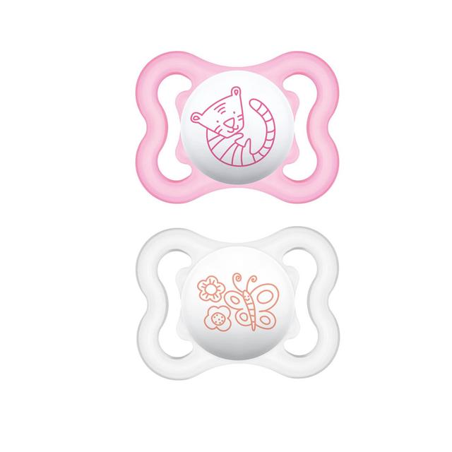 MAM Mini Air Pacifiers Sensitive Skin 0-6 Months, Best for Breastfed Babies, Girl, 2 Count