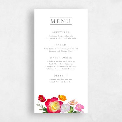 White Summer Wedding Menu - Leora